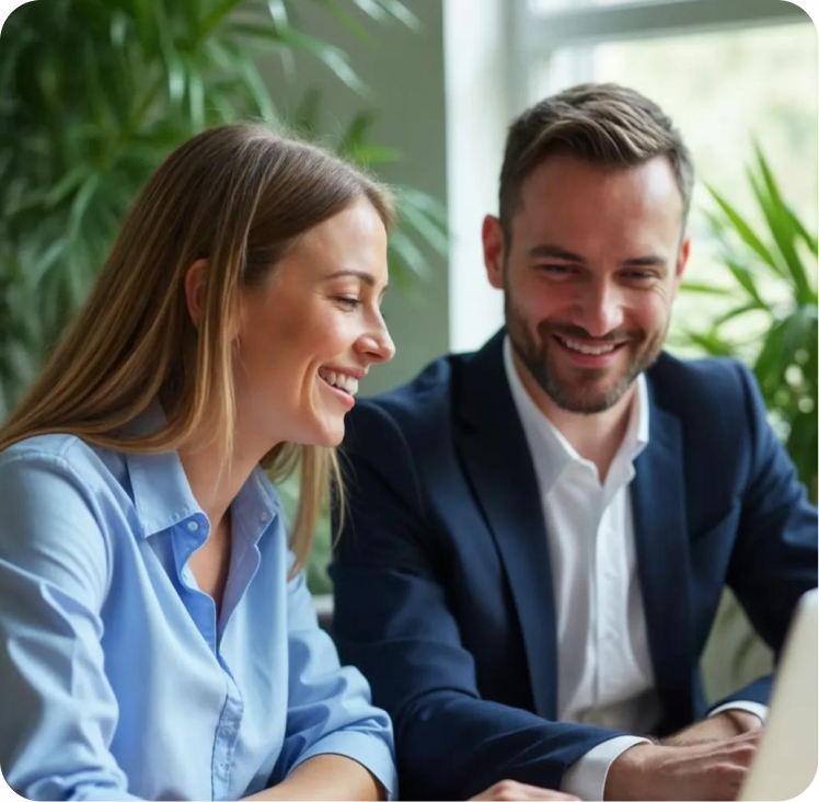 Equipo revisando resultados en pantalla